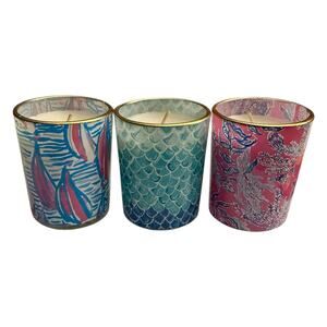 Lilly Pulitzer 3 Votive Candle Gift Set Kaleidoscope Coral So Juicy Scent